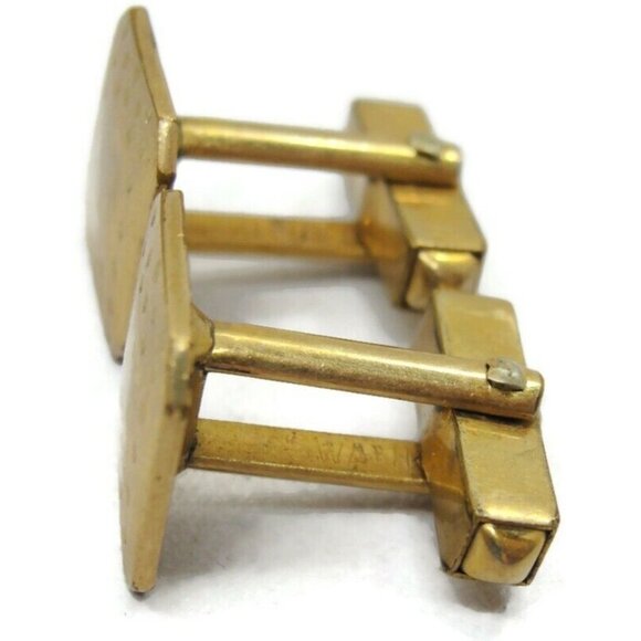 Small Etched Square Cuff Links Signed Swank 1/20 12K Gold Filled Cufflinks Vtg - Picture 4 of 12